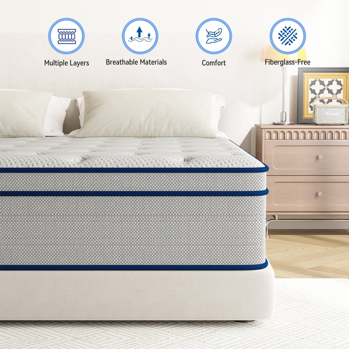 Twin Size Mattresses, 12 Inch Hybrid Memory Foam Individual Pocket Springs Twin Bed Mattress in a Box with Pressure Relief, Motion Isolation, CertiPUR-US, 100 Nights Trial