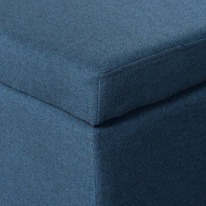 Noble House Hampton Contemporary Fabric Upholstered Storage Ottoman, White and Blue Floral