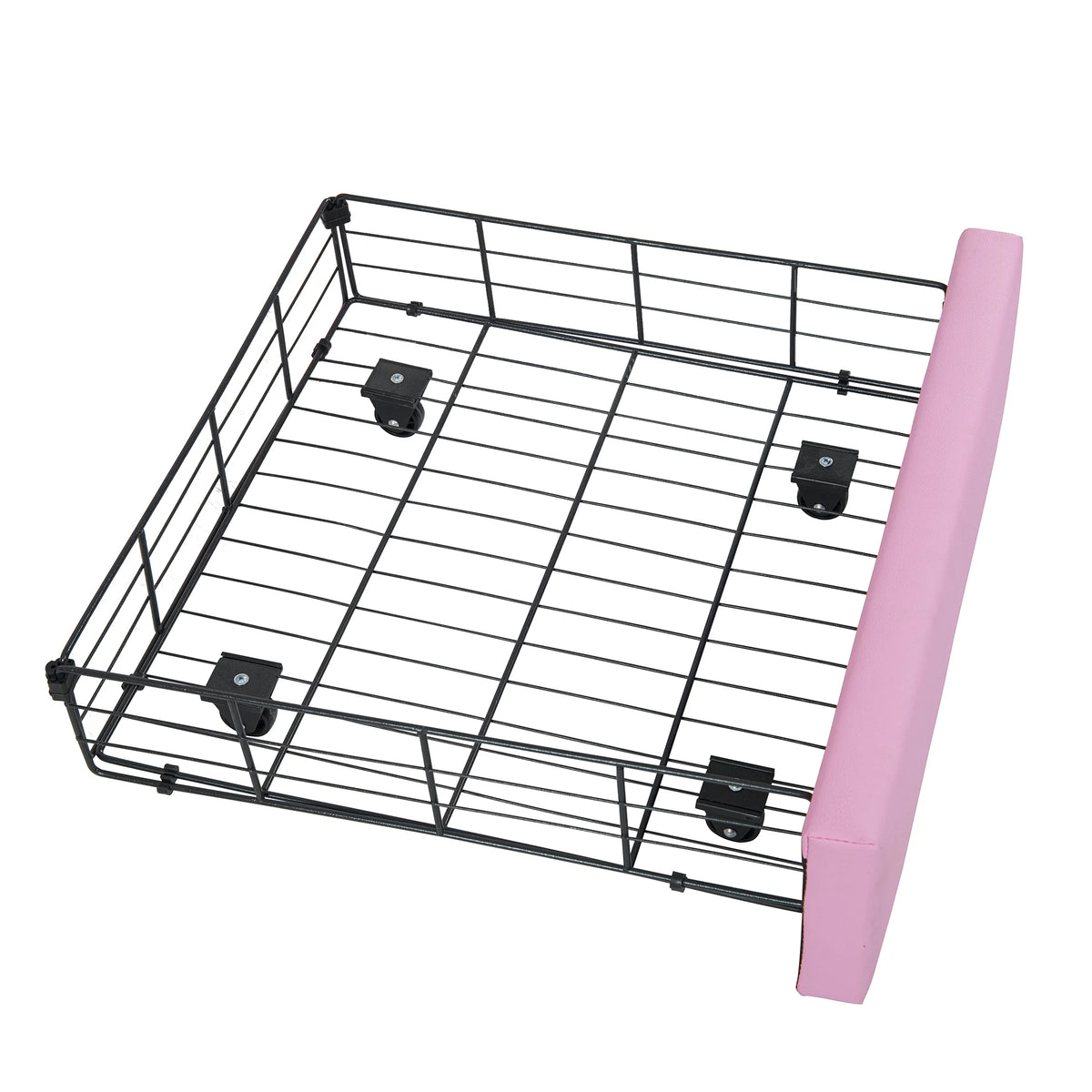Miniyam Upholstered Twin Size Bed with LED Lights, Crown Headboard for Kids, Pink