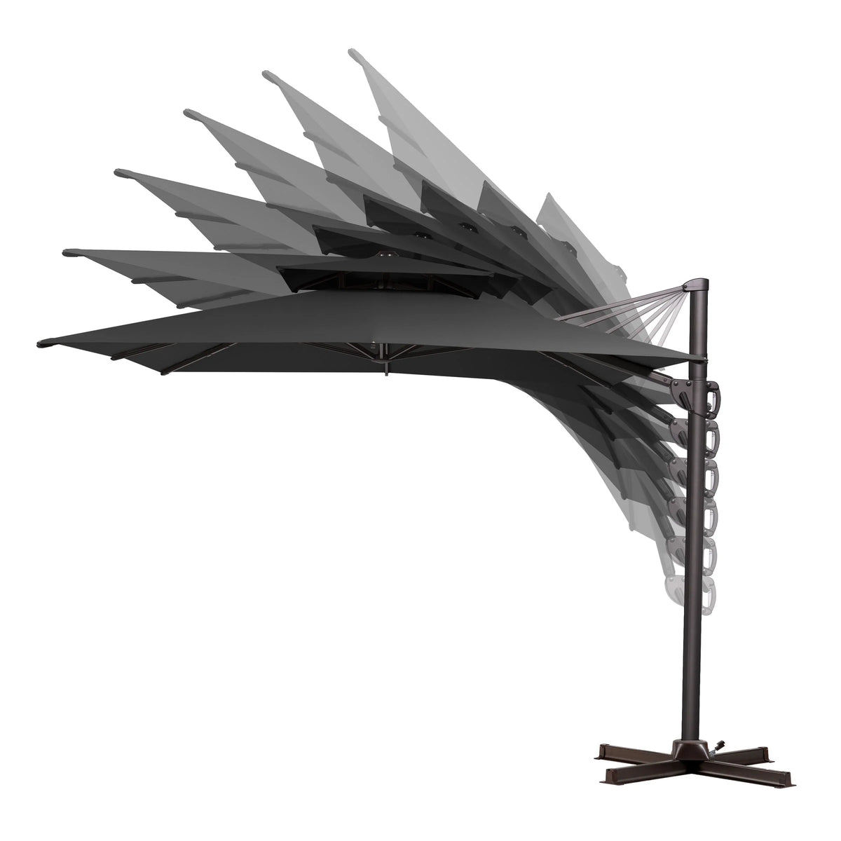 Pellebant Outdoor 9x11FT Patio Umbrella Cantilever Offset with No Base, Dual Top Navy Blue