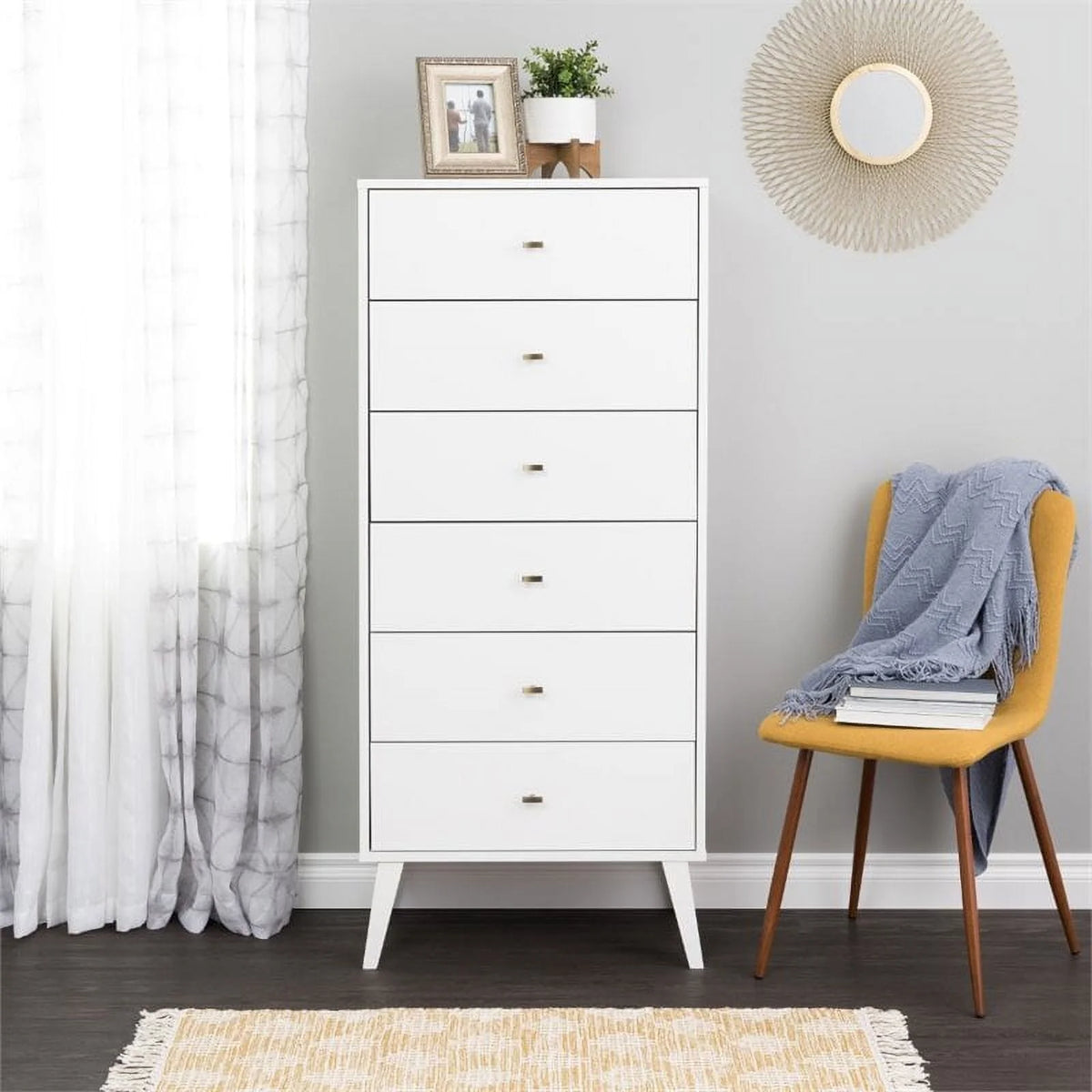 Home Square 2-Piece Set with Modern Tall 6-Drawer Chest & 7 Drawer Dresser