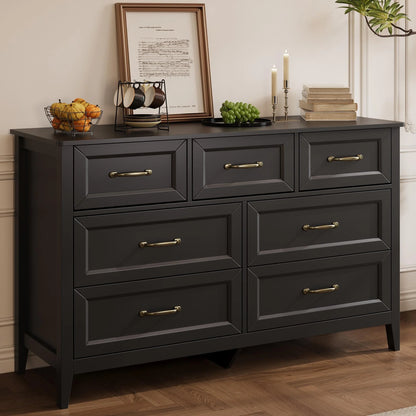 Lofka 47.2" Dresser for Bedroom with 6 Double Drawers, Farmhouse Wood Storage Cabinet with Smooth Metal Handle