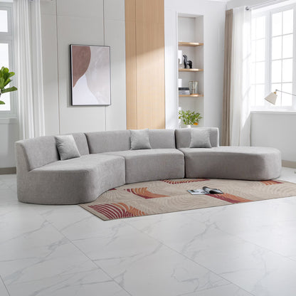 Harper & Bright Designs Modern Curved Floor Sofa Set, Modular Sectional Sponge Couch for Living Room, 2 PC Free Combination No Assembly Foam-Filled Sofa, Beige