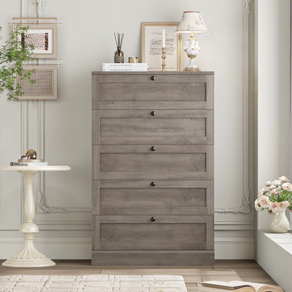 Homfa 5 Drawer White Bedroom Dresser, Modern Vertical Dresser Drawers Wood Organizer for Living Room Entryway Small Spaces