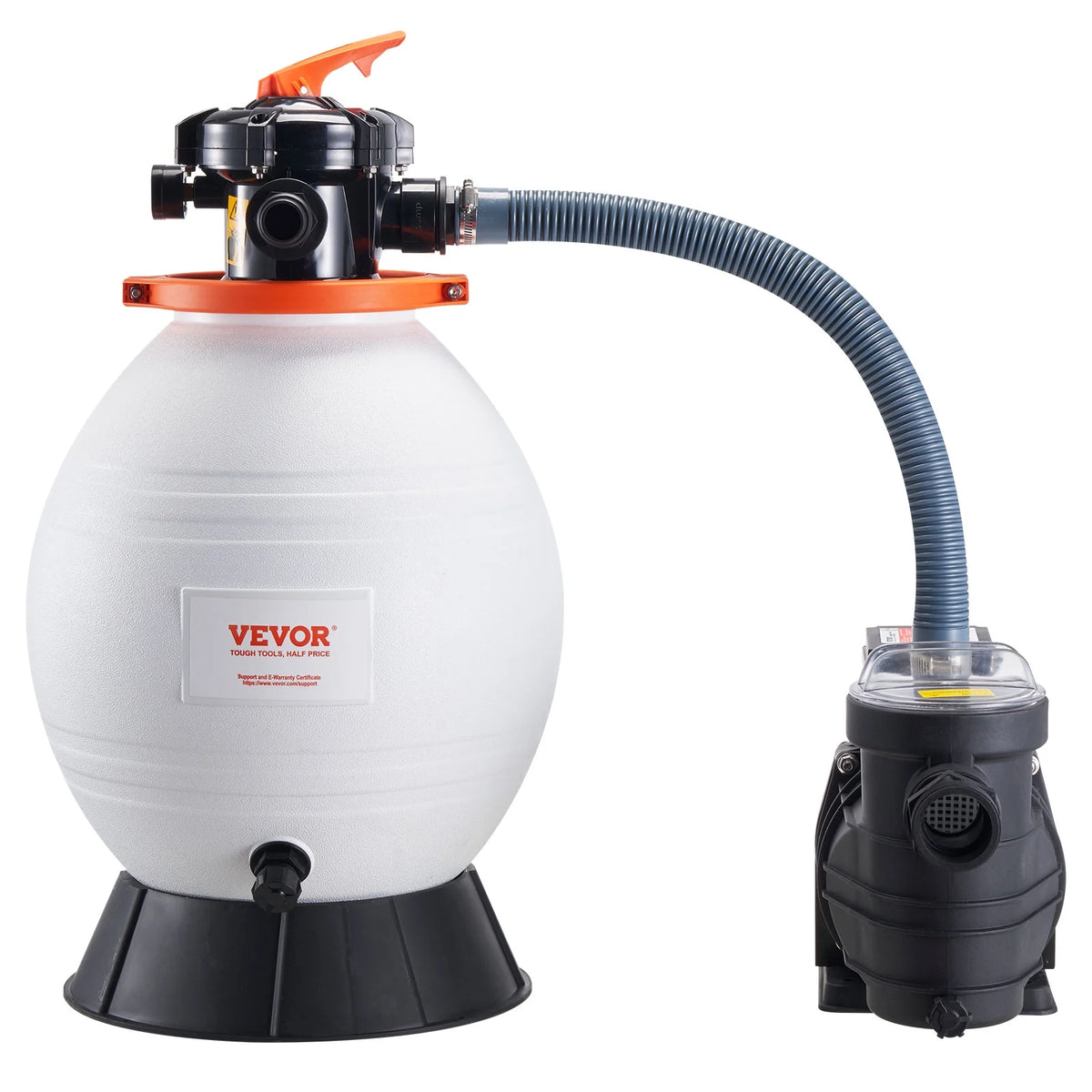 VEVOR Sand Filter Pump for Above Ground Pools, 16-inch, 3500 GPH,1 HP Swimming Pool Pumps System & Filters Combo Set with 6-Way Multi-Port Valve and Strainer Basket,for Domestic and Commercial Pools