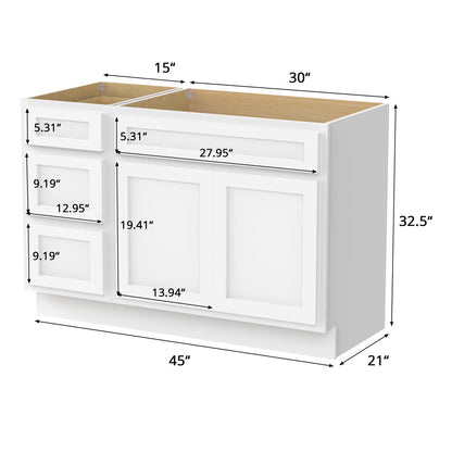 45 in. W x 21 in. D x 32.5 in. H Bath Vanity Cabinet without Top in Gray