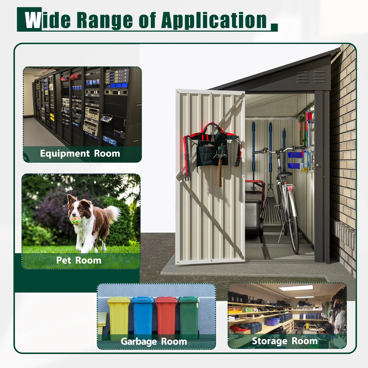 6' x 4' Outdoor Storage Shed, Metal Garden Shed with Lockable Doors, Tools Storage Shed for Backyard, Patio, White