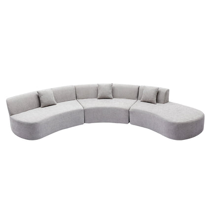 Harper & Bright Designs Modern Curved Floor Sofa Set, Modular Sectional Sponge Couch for Living Room, 2 PC Free Combination No Assembly Foam-Filled Sofa, Beige