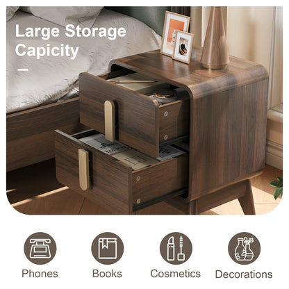 JOINICE Nightstands for Bedroom with Charging Station, Mid Century Modern End Tables Set of 2 for Living Room, Dining Room