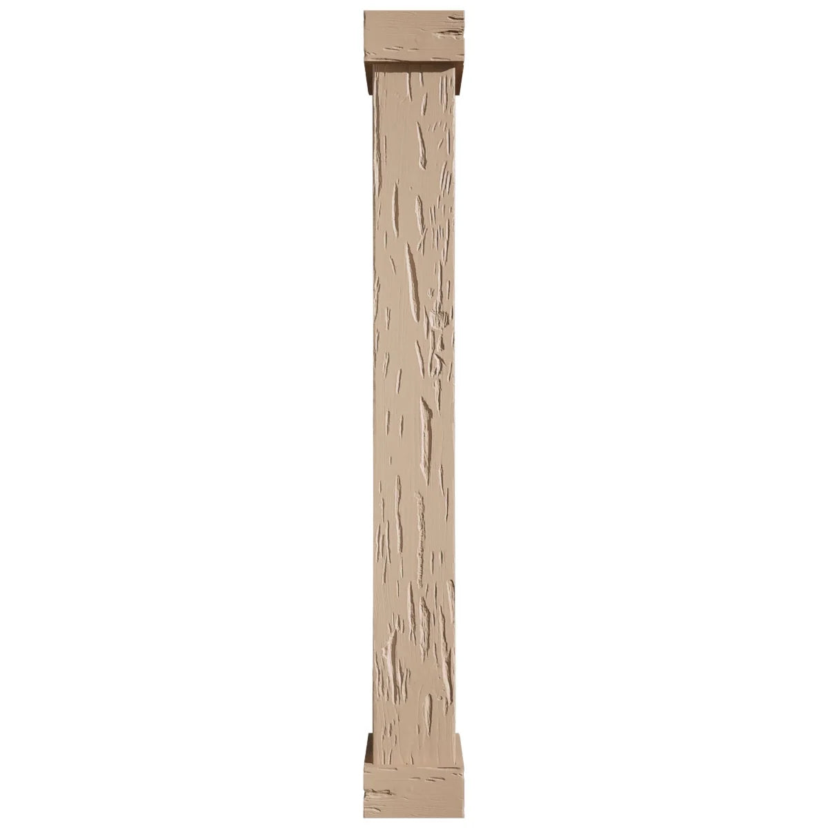 Ekena Millwork 18"W x 5'H Hand Hewn Endurathane Faux Wood Non-Tapered Square Column Wrap with Standard Capital & Base