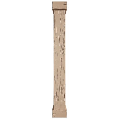 Ekena Millwork 18"W x 5'H Hand Hewn Endurathane Faux Wood Non-Tapered Square Column Wrap with Standard Capital & Base