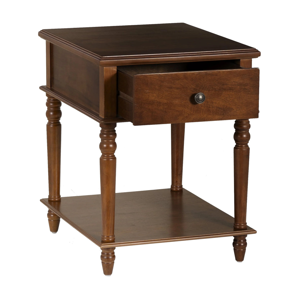 Powell McGhie Single Drawer Indoor End Table with Shelf, 26" Tall, Natural