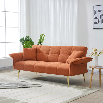Futon Sofa Bed,Convertible Double Sofa Bed with Folding Armrests for Living Rooms and Small Spaces,Beige