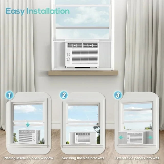 KISSAIR 12,000 BTU U Shaped Window Air Conditioner 6-in-1 Mode with Remote Control 24-Hour Timing for Room/Office/Apartment Cools up to 550 Sq.ft