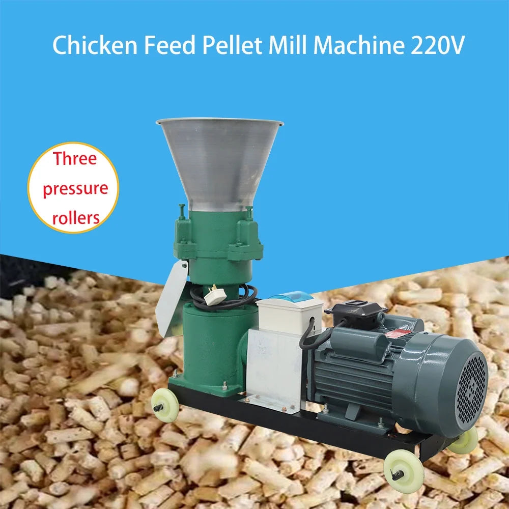 EQCOTWEA Animal Feed Pellet Mill Machine 8MM Pellet Fodder Press Pelletizer for Chicken 180-200KG/H 220V