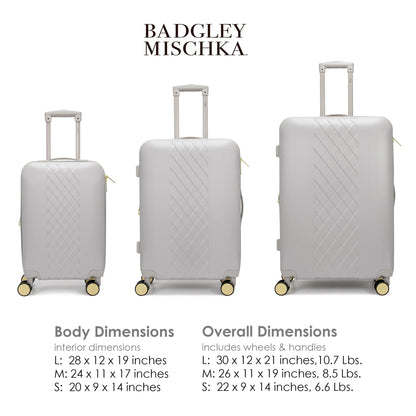 BADGLEY MISCHKA Diamond 3 Piece Expandable Luggage Set (Black)