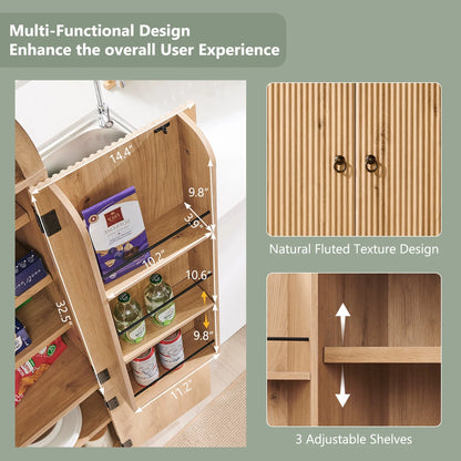 SinCiDo Arched Kitchen Pantry Storage Cabinet, 71-Inch Tall Wood Adjustable Shelves, 2 Doors, 2 Drawers