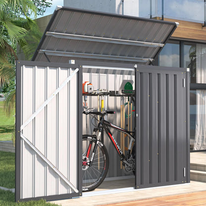 AECOJOY 46 Cu ft. Outdoor Horizontal Storage Shed Wastebasket Enclosure Container Metal Garbarge Shed in White