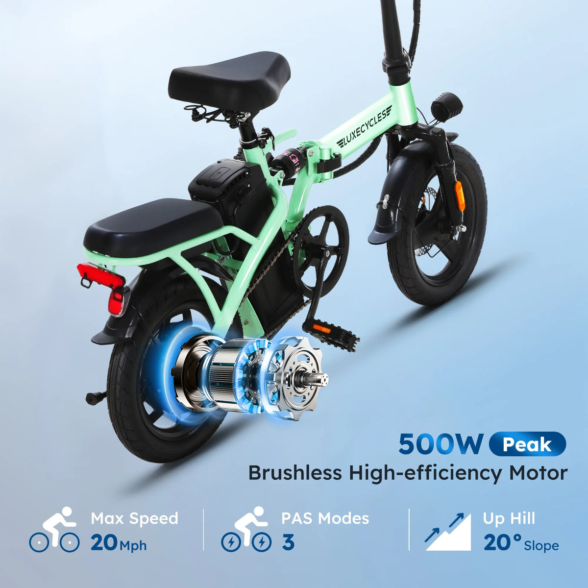 Alpha Joy Electric Bike for Adults 20", Rated 500W E-Bike 48V 13AH UL2849