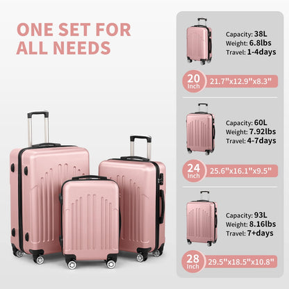 Zimtown 3 Piece Nested Spinner Suitcase Luggage Set With TSA Lock Royal Blue