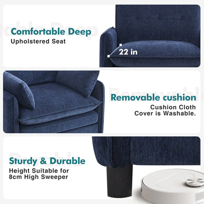 Aemeios Upholstered Chenille OversizedAccent Armchairs with Ottoman and Side Pocket, Cream