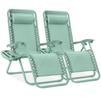 Best Choice Products Set of 2 Zero Gravity Lounge Chair Recliners for Patio, Pool w/ Cup Holder Tray - Gray