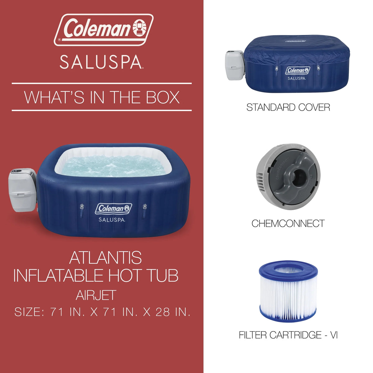 SaluSpa LED Spa Waterfall Accessory w/Coleman Atlantis Inflatable Hot Tub