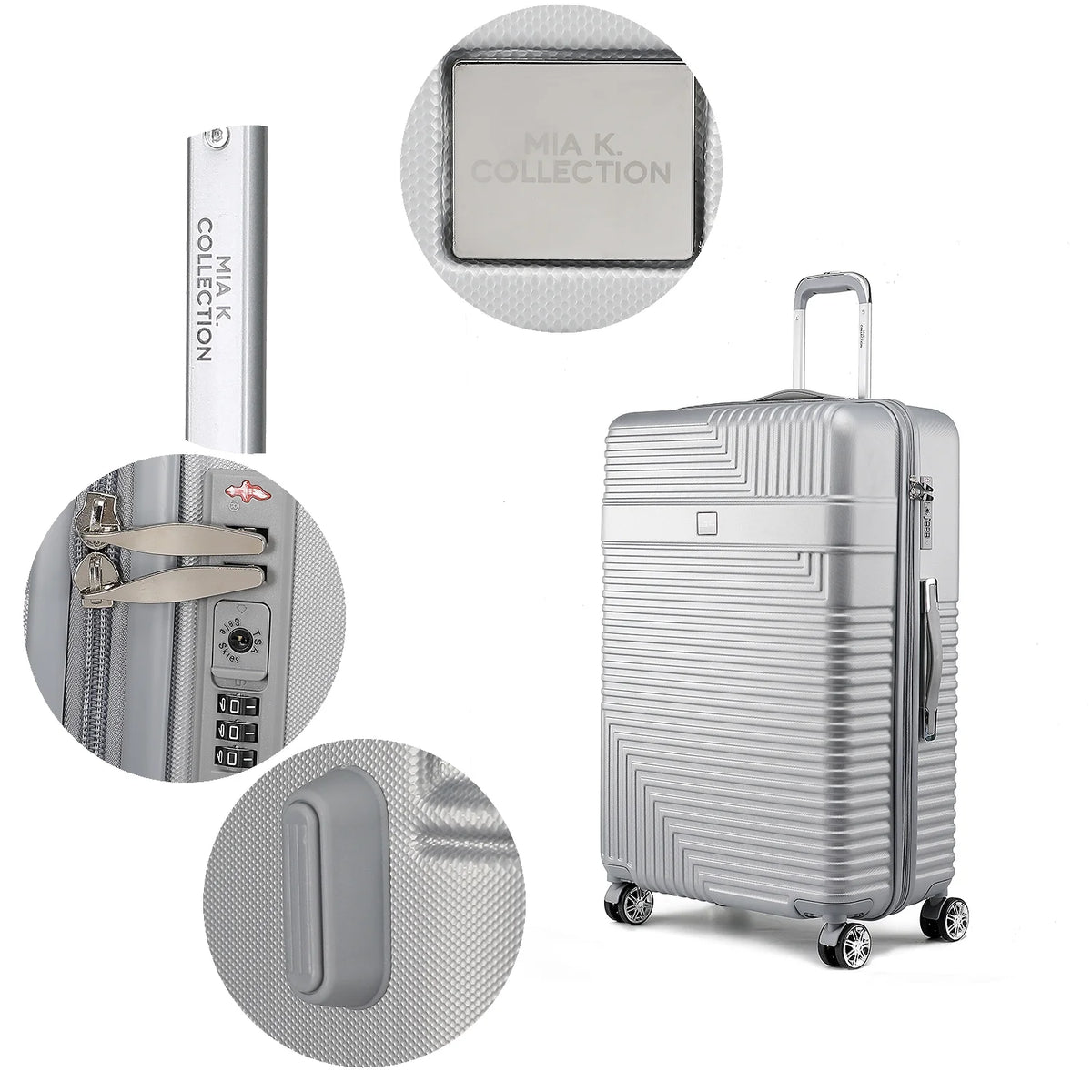 MKF Collection Felicity Extra Large & Large Hardside Luggage 2 pcs, Luxurious Travel Suitcase by Mia K - Rose Gold