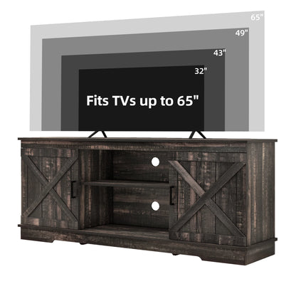 Dextrus Farmhouse TV Stand for 65 inch TV, Entertainment Center for Living Room, TV Media Console Cabinet, Grey Wash
