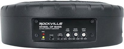 Rockville WHEEL OF BASS 8" Slim Under-Seat Powered Truck/Car Audio Subwoofer Sub