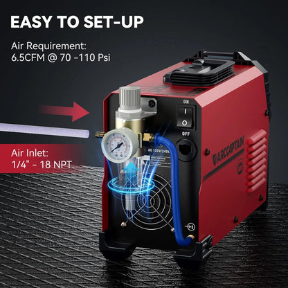 ARCCAPTAIN 55A Plasma Cutter, Non-Touch Pilot ARC High-Frequency Air Plasma Cutting Machine, 110/220V Dual Voltage IGBT Inverter, 1/2" Clean Cut, Post Flow,2T/4T, and 1/4" - 18 NPT, for Beginners DIY