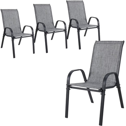 LAZY BUDDY Patio Chairs Set of 4, Stackable Outdoor Dining Chairs, Heavy Duty Breathable Chairs for Backyard, Garden, Lawn 330lbs