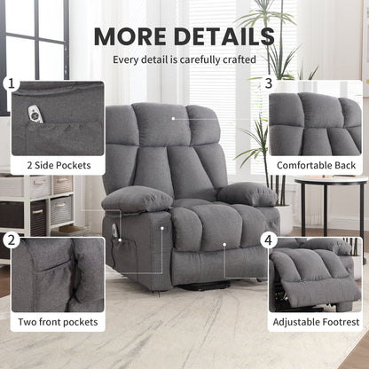 JONPONY Power Lift Recliner Chair Recliners for Elderly with Heat and Massage Recliner Chair for Living Room with Infinite Position and Side Pocket,USB Charge Port,Brown