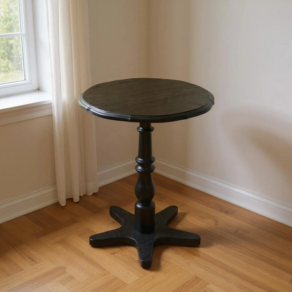 Homy Casa Round Pedestal Dining Table for Small Kitchen or Breakfast Nook, Walnut