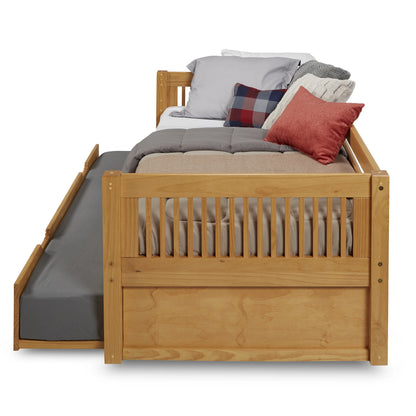 Camaflexi Wooden Daybed with Trundle, Mission Style with Removable Front and Rear Guard Rails, Twin, White