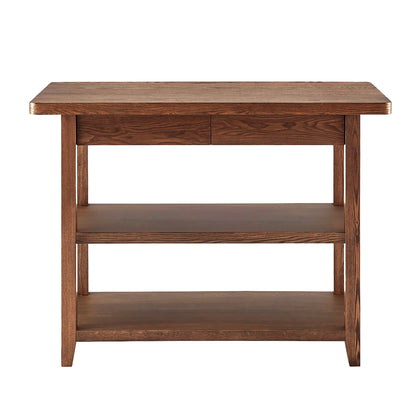 Better Homes & Gardens Reading Wood Kitchen Island with 2 Shelves and Drawers, Walnut Color