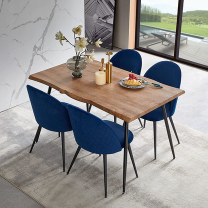 NORDICANA Dining Table Set for 4,Stylish Table with Strong Metal Legs & Modern Dining Chair Armlss Beautiful Home Chair Indoor Velvet Accent Chair with High Back Design,Perfect for Dining Room