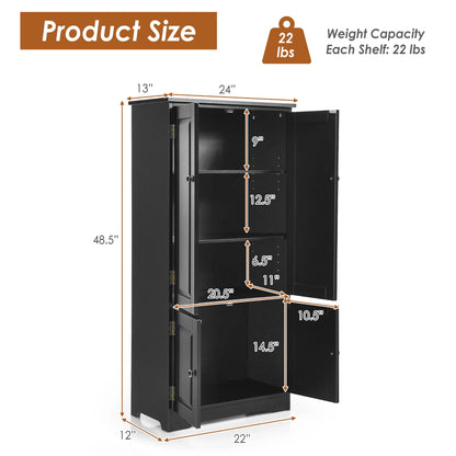 Costway Accent Floor Storage Cabinet W/ Adjustable Shelves Antique 2-Door Cream White