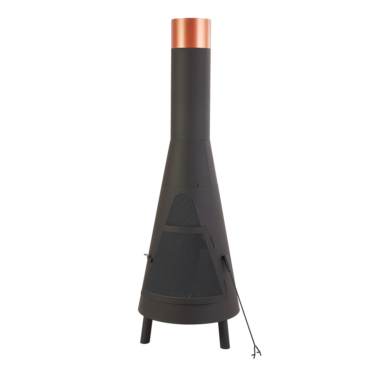 Mainstays 67�?Tall Round Powder-Coated-Black Finish Steel Wood Burning Chiminea