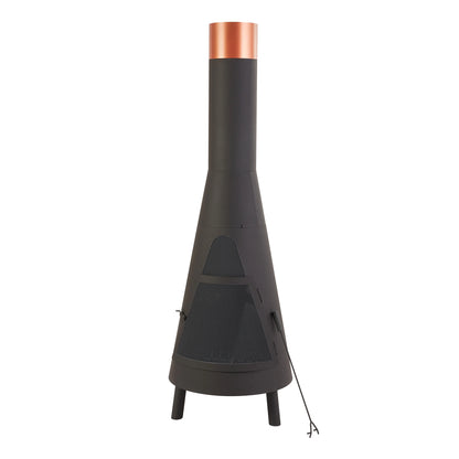 Mainstays 67�?Tall Round Powder-Coated-Black Finish Steel Wood Burning Chiminea