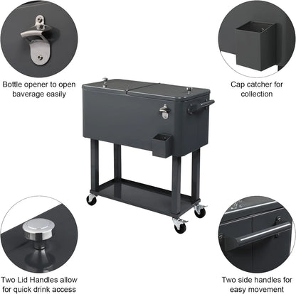 HEYWU 80 Quart Ice Chest Water Cooler with Bottle Opener, Milk White