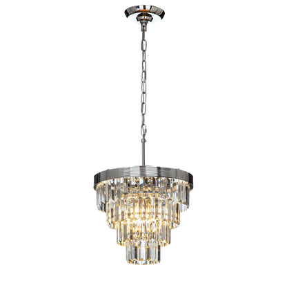 AloaDecor 3-Light 13" Cone Shape 4-Tier Crystal Chandelier Matt Black Painted 13 to 24 Inches Painted