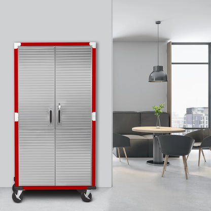 Seville Classics UltraHD Steel Body Lockable Storage Filing Cabinet Organizer Locker Shelving Unit 36" W x 18" D x 72" H, Granite