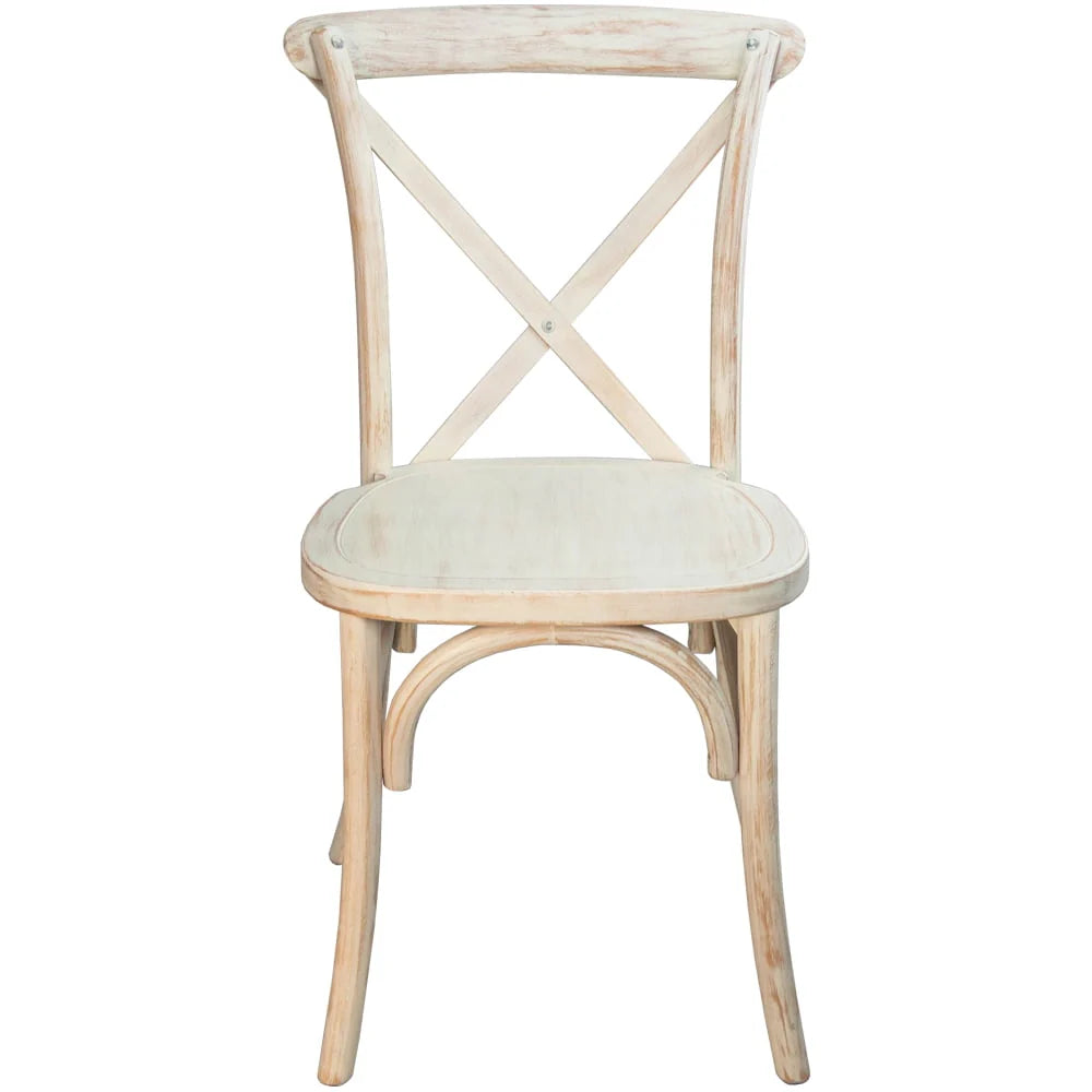 Merrick Lane X-Back Bistro Style Wooden High Back Dining Chair in Lime Wash, Wood