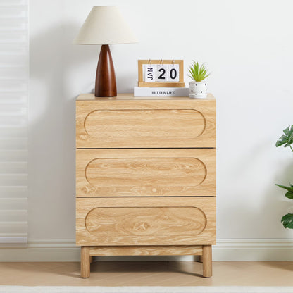 MIYZEAL Modern Wood Chest of 3 Drawers Bedroom Dresser, Wide Storage Cabinet & Contemporary Nightstand for Adults Walnut Finish Bedside Furniture