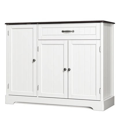Coffee Bar, Lofka 42" Kitchen Storage Cabinet, Sideboard Buffet Cabinet with 8 Shelves, 1 Drawer