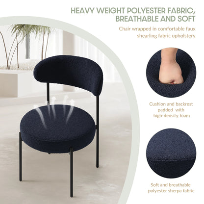 WestinTrends Alexandria Mid-Century Modern Upholstered Sherpa Round Dining Chairs (Set of 4), Sunset Gold