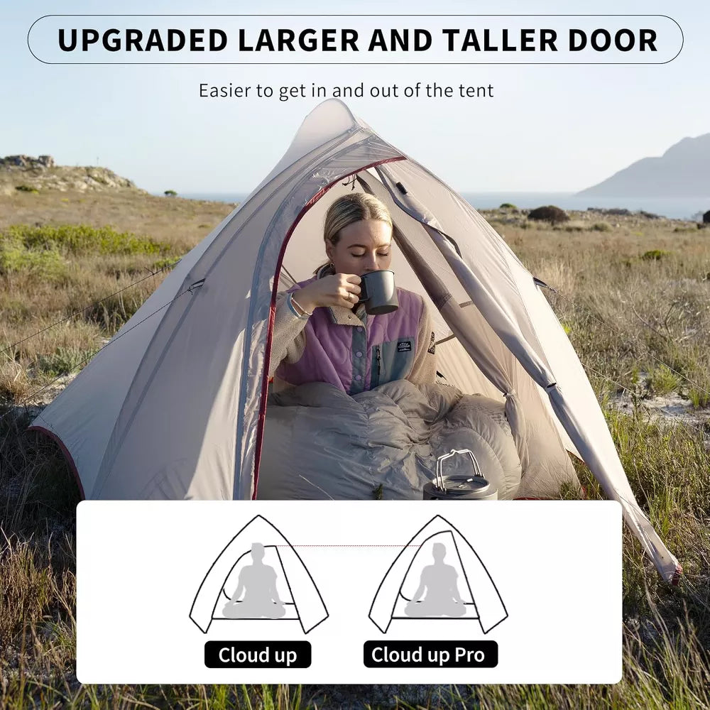 Naturehike 2 Person Tent Lightweight Backpacking Tent with Footprint - Free Standing Ultralight Camping Hiking Backpack Tents, 7.22×5.25ft, Sand