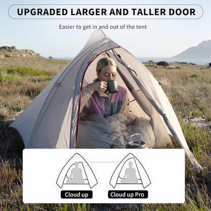 Naturehike 2 Person Tent Lightweight Backpacking Tent with Footprint - Free Standing Ultralight Camping Hiking Backpack Tents, 7.22×5.25ft, Sand
