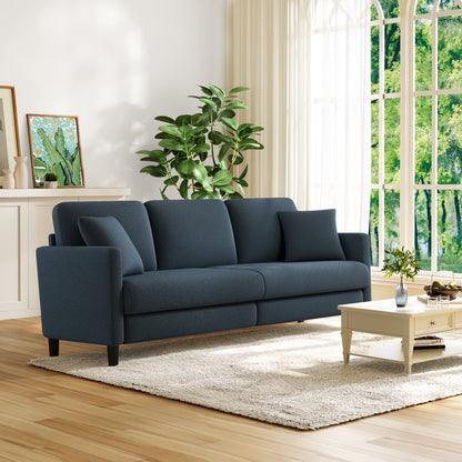 Domusensus Sofas for Living Room, 82" Loveseat Sofa, Couches for Living Room Included 2 Pillows, Teddy Fleece Love Seat Couches, Small Couch, Blue